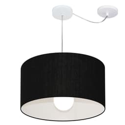 Pendente Cilíndrico Com Desvio Md-4229 Cúpula em Tecido 45x30cm Preto - Bivolt