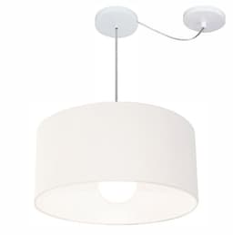 Pendente Cilíndrico Com Desvio Md-4230 Cúpula em Tecido 50x25cm Branco - Bivolt