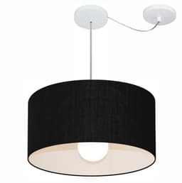 Pendente Cilíndrico Com Desvio Md-4230 Cúpula em Tecido 50x25cm Preto - Bivolt