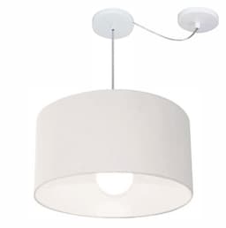 Pendente Cilíndrico Com Desvio Md-4231 Cúpula em Tecido 50x30cm Branco - Bivolt