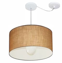 Pendente Cilíndrico Com Desvio Md-4231 Cúpula em Tecido 50x30cm Palha - Bivolt
