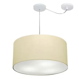 Pendente Cilíndrico Com Desvio Md-4238 Cúpula em Tecido 45x25cm Algodão Crú - Bivolt