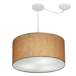 Pendente Cilíndrico Com Desvio Md-4238 Cúpula em Tecido 45x25cm Palha - Bivolt