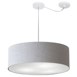 Pendente Cilíndrico Com Desvio Md-4259 Cúpula em Tecido 50x15cm Rústico Cinza - Bivolt
