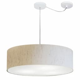 Pendente Cilíndrico Com Desvio Md-4265 Cúpula em Tecido 60x15cm Linho Bege - Bivolt