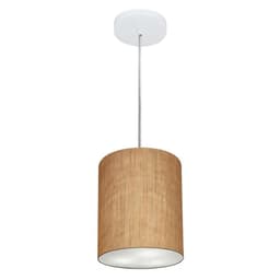 Pendente Cilíndrico Md-4012 Cúpula em Tecido 18x25cm Palha - Bivolt