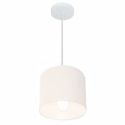 Pendente Cilíndrico Md-4046 Cúpula em Tecido 18x18cm Branco - Bivolt
