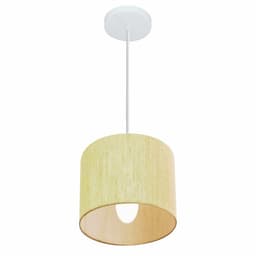 Pendente Cilíndrico Md-4046 Cúpula em Tecido 18x18cm Rústico Bege - Bivolt