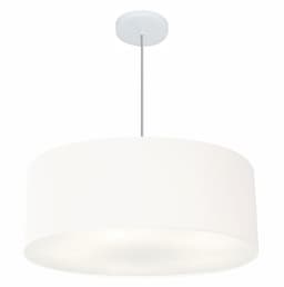 Pendente Cilíndrico Md-4079 Cúpula em Tecido 60x21cm Branco - Bivolt