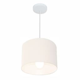 Pendente Cilíndrico Md-4113 Cúpula em Tecido 30x25cm Branco - Bivolt