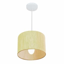 Pendente Cilíndrico Md-4113 Cúpula em Tecido 30x25cm Rústico Bege - Bivolt