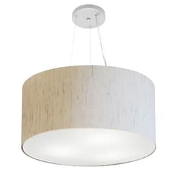 Pendente Cilíndrico Md-4189 Cúpula em Tecido 50x30cm Linho Bege - Bivolt