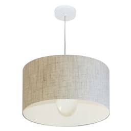 Pendente Cilíndrico Md-4205 Cúpula em Tecido 45x30cm Rústico Bege - Bivolt