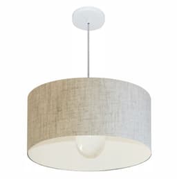 Pendente Cilíndrico Md-4206 Cúpula em Tecido 50x25cm Rústico Bege - Bivolt