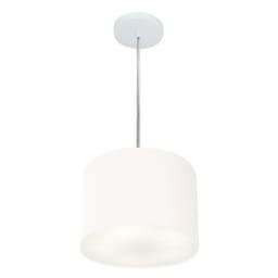 Pendente Cilíndrico Md-4209 Cúpula em Tecido 25x25cm Branco - Bivolt
