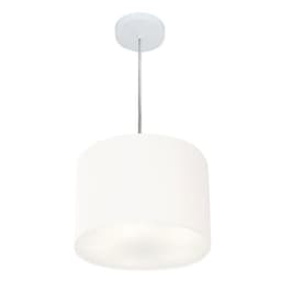 Pendente Cilíndrico Md-4210 Cúpula em Tecido 30x25cm Branco - Bivolt