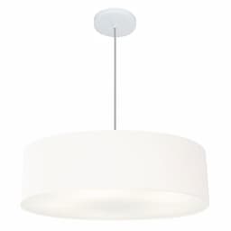Pendente Cilíndrico Md-4221 Cúpula em Tecido 60x15cm Branco - Bivolt