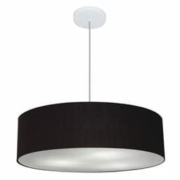 Pendente Cilíndrico Md-4221 Cúpula em Tecido 60x15cm Preto- Bivolt
