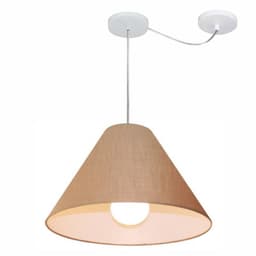 Pendente Cone Com Desvio Md-4272 Cúpula Tecido 25/15x40cm Palha - Bivolt