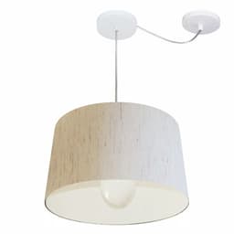 Pendente Cone Com Desvio Md-4275 Cúpula 30/40x45cm Linho Bege - Bivolt
