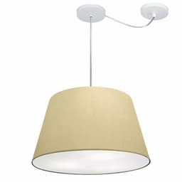 Pendente Cone Com Desvio Md-4279 Cúpula Tecido 21/30x40cm Algodão Crú - Bivolt
