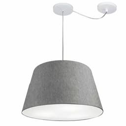 Pendente Cone Com Desvio Md-4279 Cúpula Tecido 21/30x40cm Rústico Cinza - Bivolt
