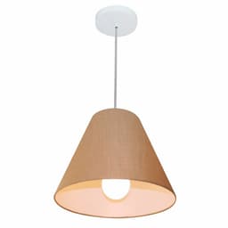 Pendente Cone Md-4028 Cúpula em Tecido 25-30x12cm Palha - Bivolt