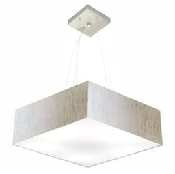 Pendente Quadrado Md-4032 Cúpula em Tecido 15-50x50cm Linho Bege - Bivolt