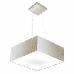 Pendente Quadrado Md-4194 Cúpula em Tecido 12-40x40cm Linho Bege - Bivolt