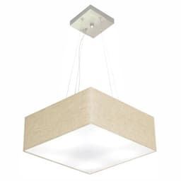 Pendente Quadrado Md-4194 Cúpula em Tecido 12-40x40cm Rústico Bege - Bivolt
