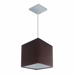 Pendente Quadrado Md-4223 Cúpula em Tecido 15/13x13cm Café - Bivolt