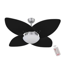 Ventilador de Teto   Escovado 4 Pás Preto 127V Controle