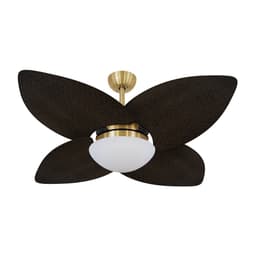 Ventilador de Teto Kovalski Dourado 4 Pás Palmae Tabaco 127V com Controle