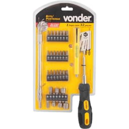 Jogo de bits/ponteiras com 32 peças encaixe sextavado de 1/4" VONDER