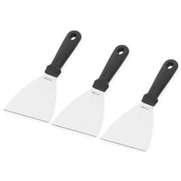 Kit 3 Espátulas Raspadoras 23x10cm Inox Chapa Cozinha Profissional Preta Lanche Weck
