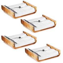 4 Suportes Porta Guardanapos de Bambu Mesa Bancada 17x20cm R