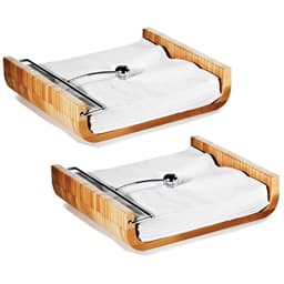 Kit 2 Porta Guardanapos de Bambu 20x17cm Suporte de Mesa par