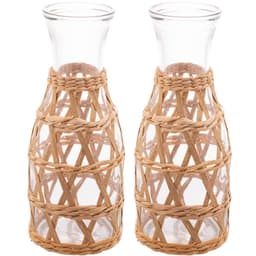 2 Garrafas de Vidro Wolff com Sisal 800ml para Água Suco Leite Decoradas Fibras Naturais