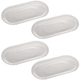 4 Travessas de Cristal Pearl Wolff 30x15x2cm Servir Salgados Doces Decorativas