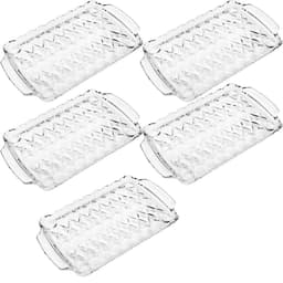 5 Bandejas Cristal Festas Buffet com Alça 35x21x3cm Wolff Travessa Angel Servir Decorar