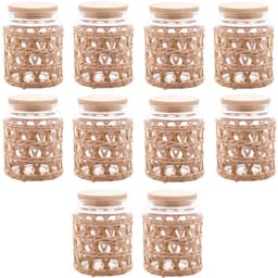 Kit 10 Potes Herméticos Vidro com Sisal Tampa Madeira Wolff