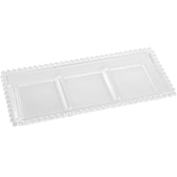 Kit 20 Petisqueiras Cristal Wolff Pearl 3 Divisórias 30x13cm Incolor Petisco Relevo Mesa Posta