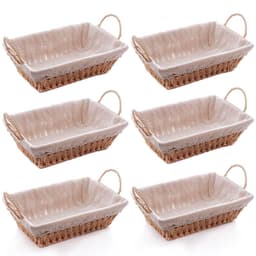 Kit 6 Cestas Papel 29x12cm Servir Pães Restaurantes Forro Tecido Frutas Decoração Retangulares Wolff