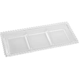 Petisqueira Cristal Wolff Pearl 3 Divisórias 30x13cm Incolor Petisco Relevo Mesa Posta