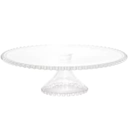 Porta Bolo Cristal com Pedestal Wolff Pearl 31x11cm Boleira Redonda Doces Sobremesas