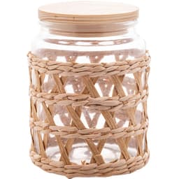 Pote Hermético Vidro com Sisal Tampa Madeira Wolff 750ml Por