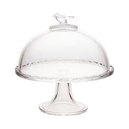 Prato de Servir com Tampa e Pé Bird Transparente