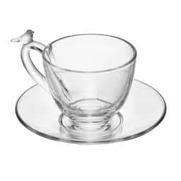 Xícara de Café com Pires Bird Transparente 80 ml