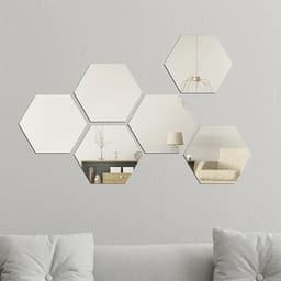 Espelho Geométrico Hezagonal Bisotê 40x40cm Painel 7 peças