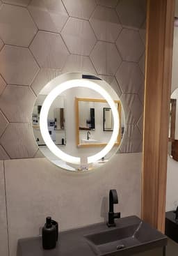Espelho Jateado Lapidado Redondo 60cm Com Led Frio